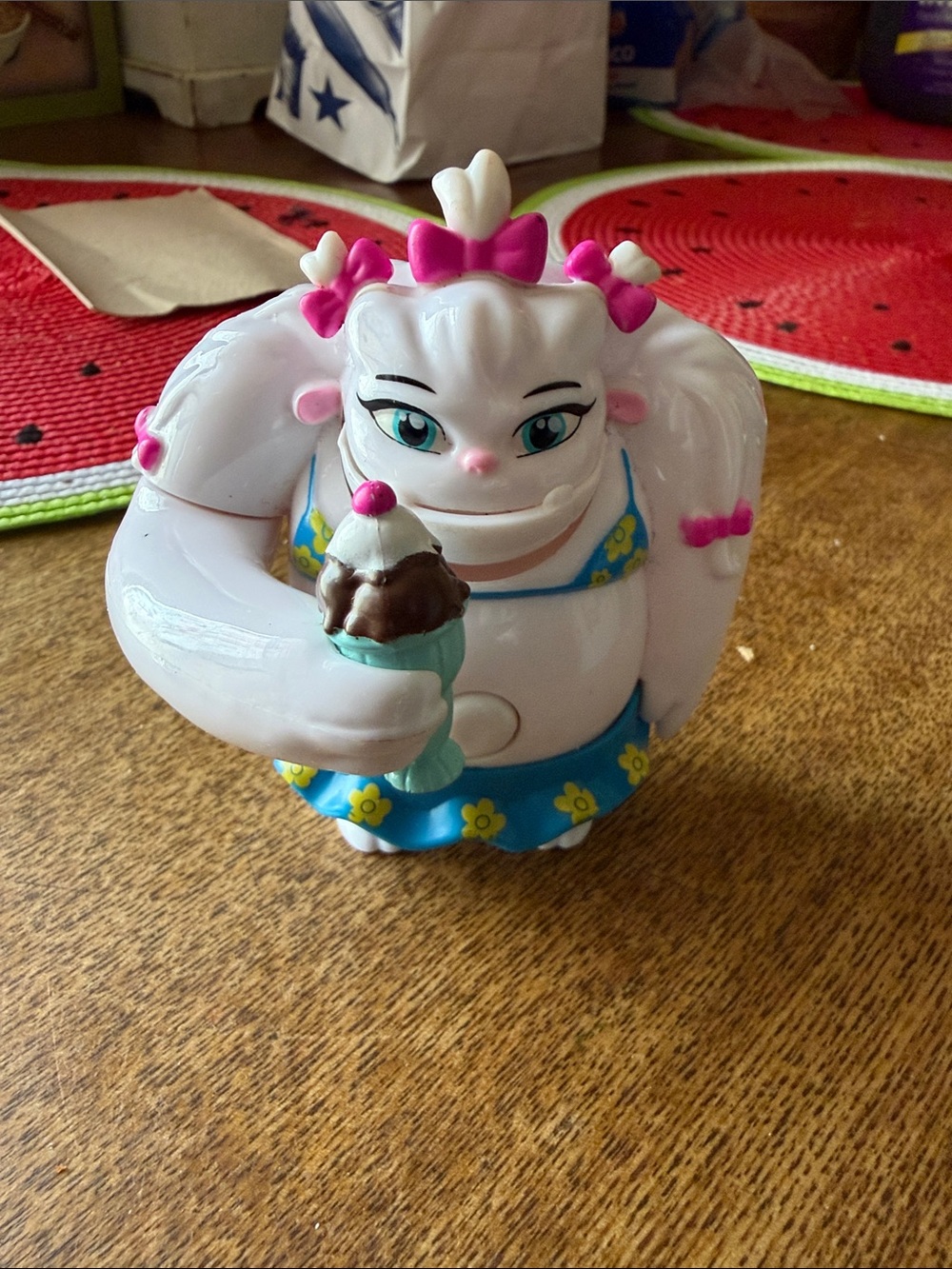 White & Pink Cute Animal Figure Toy with Ice Cream - Kids Toys